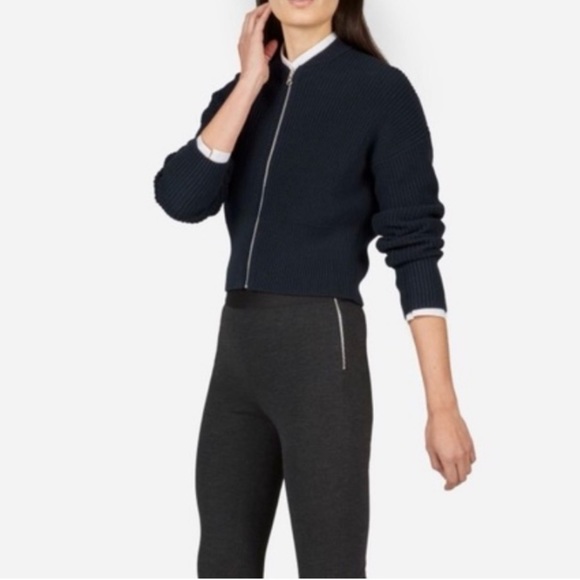 Everlane Sweaters - Everlane Navy Cotton Zip Fisherman Cardi Sweater size XL